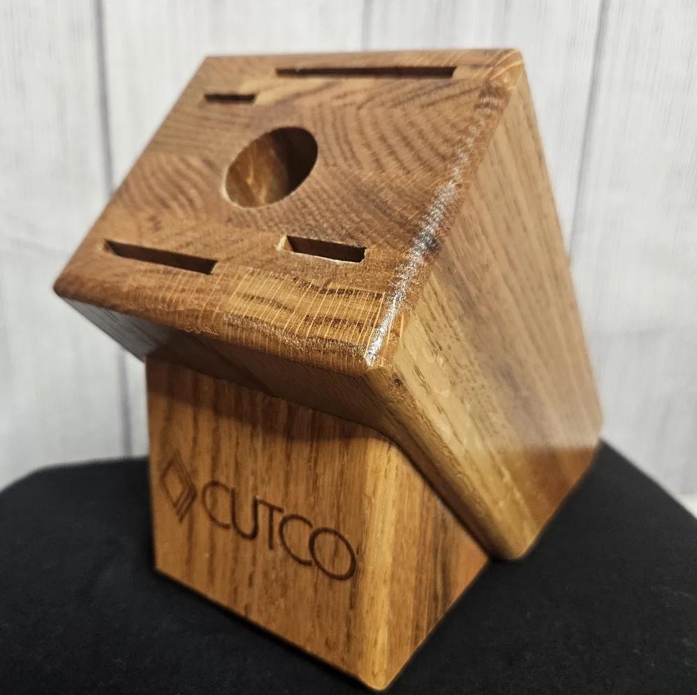 Cutco 5 Slot Wooden Knife Block In Honey Oak Finish
